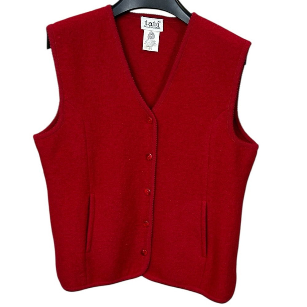 Tabi International Red Wool Button Front Vest Women’s M Canada Made